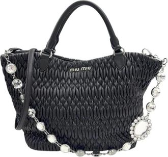 Miu Miu Pre-owned Handbag - Dames - Vintage Handtas - Zwart - ONE Size - Leer - Vintage
