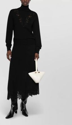 Zimmermann wool guipure lace trim asymmetric midi dress