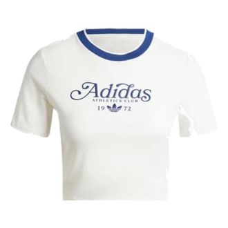 adidas (WMNS) adidas Graphic Badge Slim 3-Stripes T-Shirt Asia Sizing White Blue IX3532