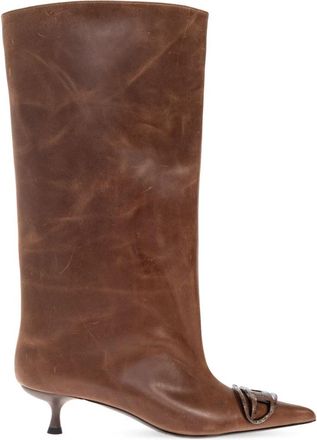 Diesel Laarzen met hak D-Venus - Dames - Laarzen met Hak - Bruin - 36 EU - Leer - Schoenen