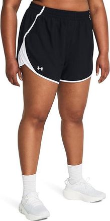 Under Armour Plus Size Fly By Shorts Womens Shorts Black/White/Reflective : 1X, Polyester