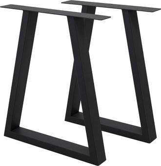 ECD Germany 2x patas de mesa industrial 60 x 72 cm acero negro diseño en forma h