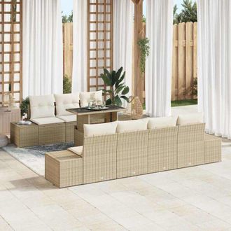 vidaXL Conjunto De Sof&aacute; De Jard&iacute;n 8 Pcs Beige, Crema 100 X 55 X 73 Cm Vidaxl