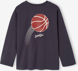 Vertbaudet Langarmshirt Junge Sport-Print schiefergrau