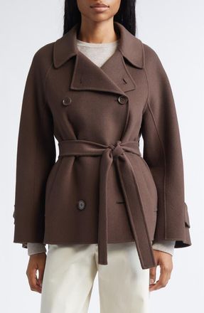 Max Mara Louise Short Wool Double Face Coat in Chocolate at Nordstrom, Size 10
