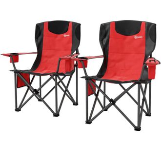 OUTSUNNY Set 2 Sedie da Esterno Pieghevoli con Borsa Frigo Portabicchieri Rosso