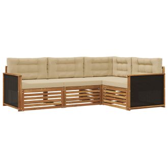 vidaXL Conjunto De Sof&aacute;s De Exterior 4 Pcs Natural Y Beige Vidaxl
