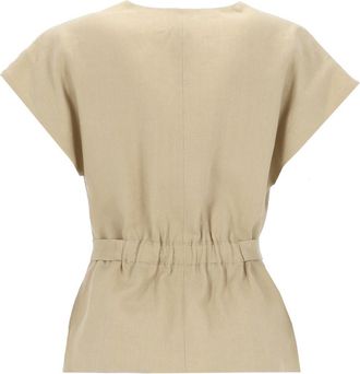 Paul Smith Linen with Coordinating Belt Blouse - Beige