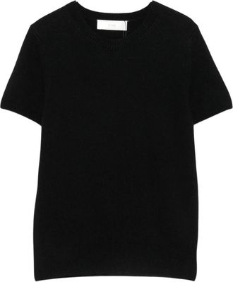 Dunst Half Sleeve Knit Top - Dames - T-shirts - Zwart - M - Wol - Tops