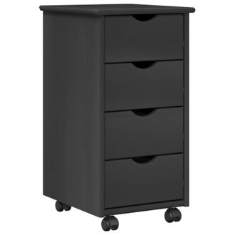 vidaXL Gabinete Rodante 34 X 39 X 65,5 Cm Madera De Pino Macizo Gris Vidaxl