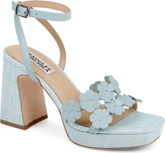 Badgley Mischka Waverly Ankle Strap Platform Sandal in Ocean Leather at Nordstrom, Size 6.5