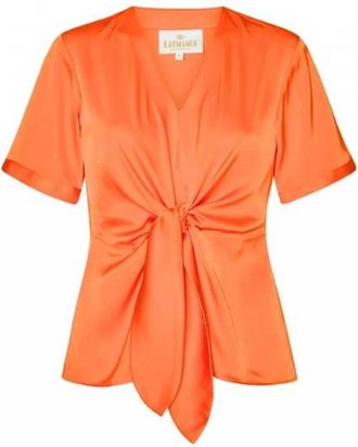 Karmamia Womens Blair Satin Tie Front Blouse In Orange