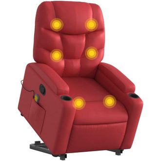 vidaXL Poltrona Alzapersona Reclinabile Massaggio Rosso in Similpelle - Vidaxl