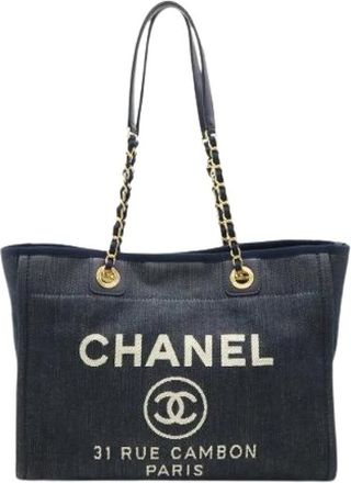 Chanel Pre-owned Denim Tote Bag - Dames - Vintage Shopper - Blauw - ONE Size - Denim - Vintage