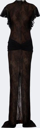 De La Vali Omero ruched lace maxi dress