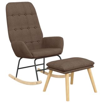 vidaXL Sill&oacute;n Mecedora Con Taburete Tela Gris Taupe Vidaxl