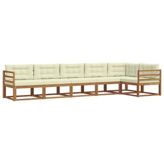 vidaXL Conjunto De Sof&aacute;s De Exterior Con Coj&iacute;n 6 Pcs Natural Y Crema Vidaxl