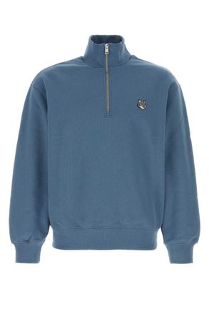 Maison Kitsun&eacute; Blue Logo Half-Zip Sweatshirt