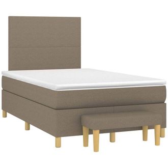 vidaXL Cama Box Spring Con Colch&oacute;n Tela Gris Taupe 120x190 Cm Vidaxl