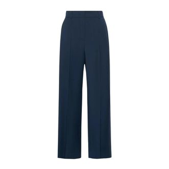 Max Mara Visivo Palazzo Broek - Dames - Wijde Broeken - Blauw - L - Wol - Broeken