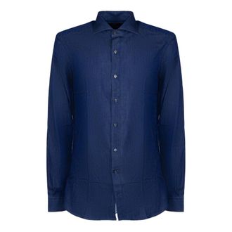 Fay Shirts - Heren - Casual Overhemden - Blauw - 2XL - Denim - Overhemden