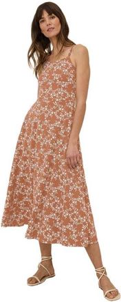 Pact Organic Cotton Fit & Flare Midi Dress in Bouquet Blooms Ochre at Nordstrom, Size Small