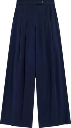 Semicouture Cotton Poplin Broek - Dames - Wijde Broeken - Blauw - S - Katoen - Broeken