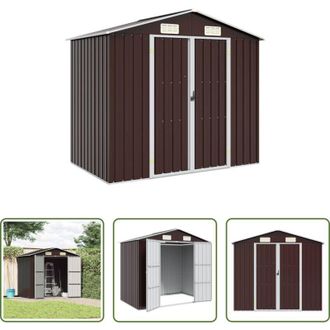 vidaXL vidaXL Capanno da esterno - Capanno da Giardino Marrone 205x129x183 cm in Acciaio Zincato