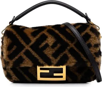Fendi Pre-owned Fendi Mini Zucca Shearling Baguette Satchel Ladies B6T8SV1K30ZEP25A