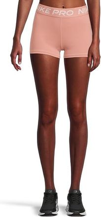 Nike Pro 3 Shorts Womens Shorts Rust Pink/White : XL (US 16-18) 3, Elastane/Polyester