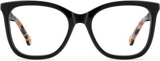 Carolina Herrera 52mm Round Optical Glasses in Black at Nordstrom