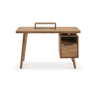 Castlery Wooden Desk with Monitor Stand - Brown | Seb for Home Office