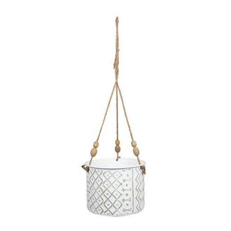Foreside Home And Garden Aaliyah Small GeometricMetal Indoor Hanging Planter in White at Nordstrom