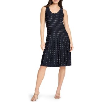 Nic+Zoe Falling Dot Flared Knit Dress in Indigo Multi at Nordstrom Rack, Size X-Large