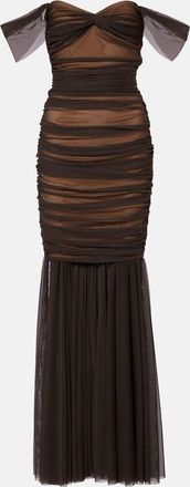 Norma Kamali Walter ruched mesh gown
