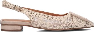 Stefano Lauran Elegante Beige Slingbacks voor Zomer - Dames - Ballerinas - Beige - 40 EU - Linnen - Schoenen