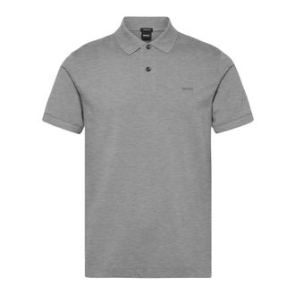 HUGO BOSS Hugo, Polo Shirts, male, Gray, Size: 2XL Cotton Polo Shirt with Logo
