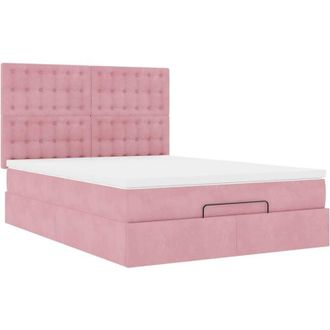 vidaXL Vidaxl - Estructura Cama Otomana Con Colchones Terciopelo Rosa 140x190cm