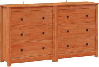 vidaXL Aparador 2 Uds. Marr&oacute;n Cera 140 X 35 X 80 Cm Pino Macizo Vidaxl
