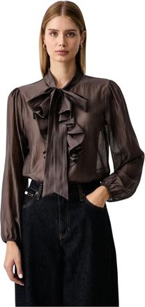 Gaud&igrave; Camicetta con volant - - Blouses & Shirts - Donna - Marrone - M