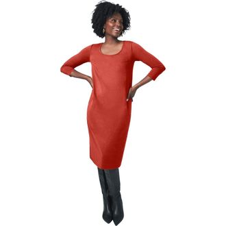 Jessica London Stretch Cotton T Shirt Dress in Burnt Red at Nordstrom, Size 16