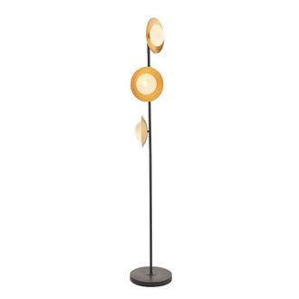 Loops 1560mm Freestanding Floor Lamp Light - Gold & Bronze Dish Design - Opal Glass in Clear