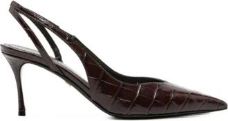 Ferragamo Schoenen, Dames, Bruin, 36 1/2 EU, Leer, Pumps met puntige neus en slingback band
