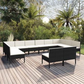 vidaXL 12 Pcs Garden Lounge Set Con Cojines De Prueba De Vime Pe