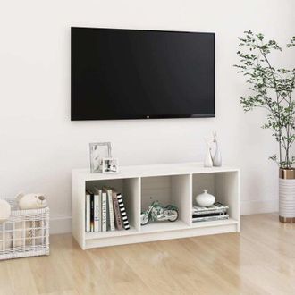 vidaXL Vidaxl - Mueble De Tv Madera Maciza De Pino Blanco 104x33x41 Cm