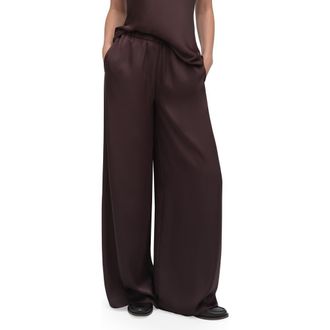 Favorite Daughter The Effortless Satin Wide Leg Pants in Espresso at Nordstrom, Size X-Small