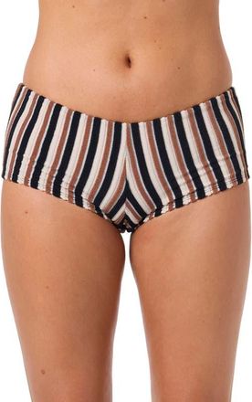 O'Neill Sand Dollar Stripe Surfs Up Boyshort Bikini Bottoms in Black at Nordstrom, Size X-Small