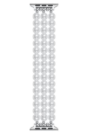 Posh Tech Liz Imitation Pearl Apple Watch Bracelet Watchband in White at Nordstrom