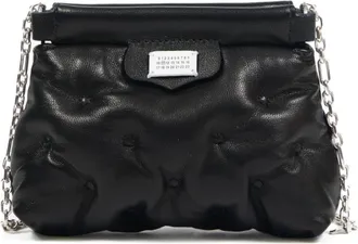 Maison Margiela Gewatteerde Zwarte Schoudertas met Ketting - Dames - Clutches - Zwart - ONE Size - Tassen