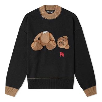 Palm Angels Bear Sweater Black Brown PMHE007C99KNI0011060